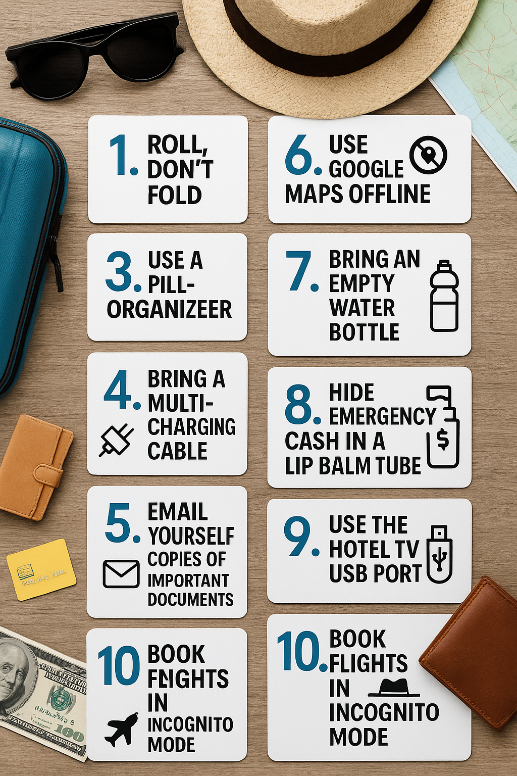 Handy travel hacks for packing and saving money on a trip